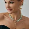 Fresh Metal Flower Fringed Collarbone Necklace, Wind Irregular Turquoise Beaded Necklace Set