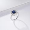 Zhou Hengfu S925 Sterling Silver Cultured Sapphire & Paved Diamond Ring - Women's Light Luxury Style with Colored Gemstones.