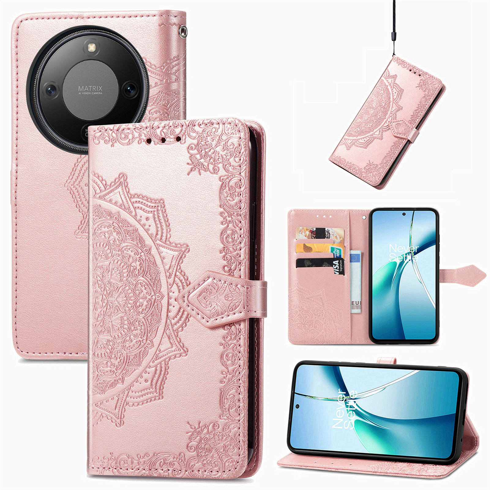

For Honor X70 5G/Honor X9d 5G/Honor Magic8 Lite 5G Wallet Case Mandala Flower Leather Phone Cover Stand