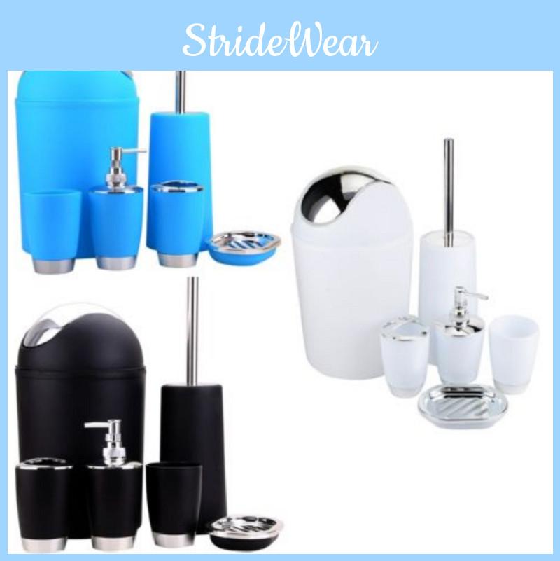 Bathroom 6 Accessory Pc Set Soup Bin Soap Dish Dispenser Tumbler Hold Toothbrush