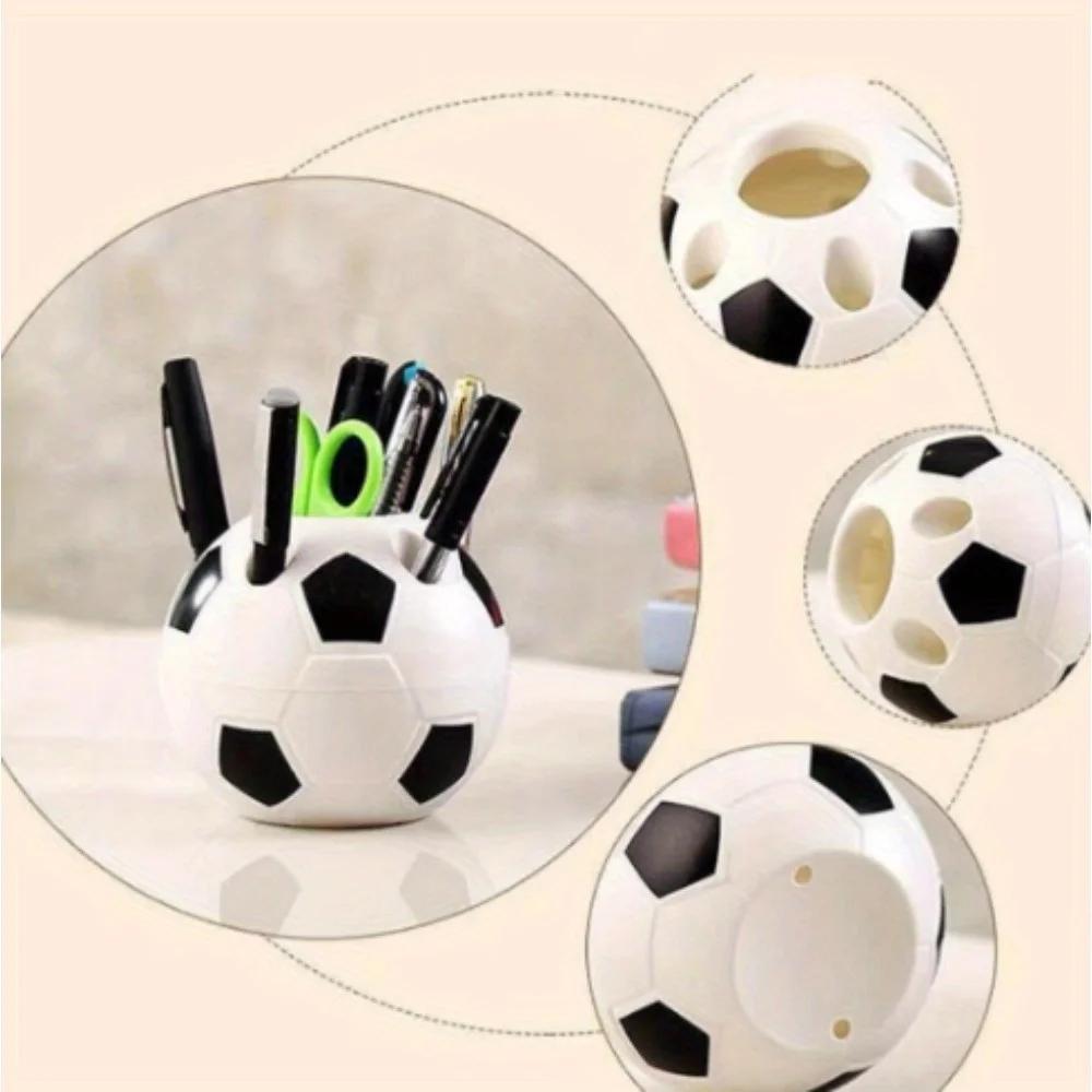 Multifunctional Cute Football Shaped Pen Holder Durable Plastic Pencil Storage Rack Box Organizer Container Desktop Decor Gifts
