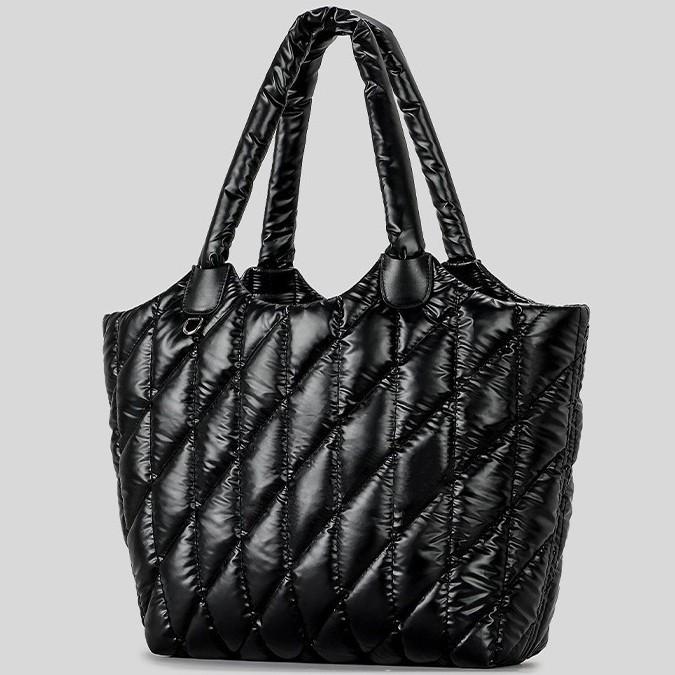 Women's Large Capacity Quilted Nylon Tote Bag for Autumn and Winter