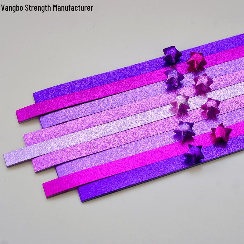 Silver Star Origami Paper Strips with Rhinestones Glitter - Pastel Colors for Lucky Five-Pointed Stars.