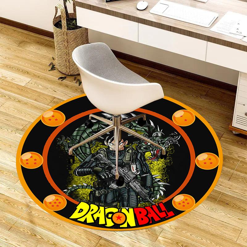 1 Stück Dragon Ball Mashup Artwork Runder Teppich, Hergestellt aus Polyester, Perfekt zur Dekoration von Bürostühlen, Wohnzimmern, Lebendiger Dekorativer Teppich