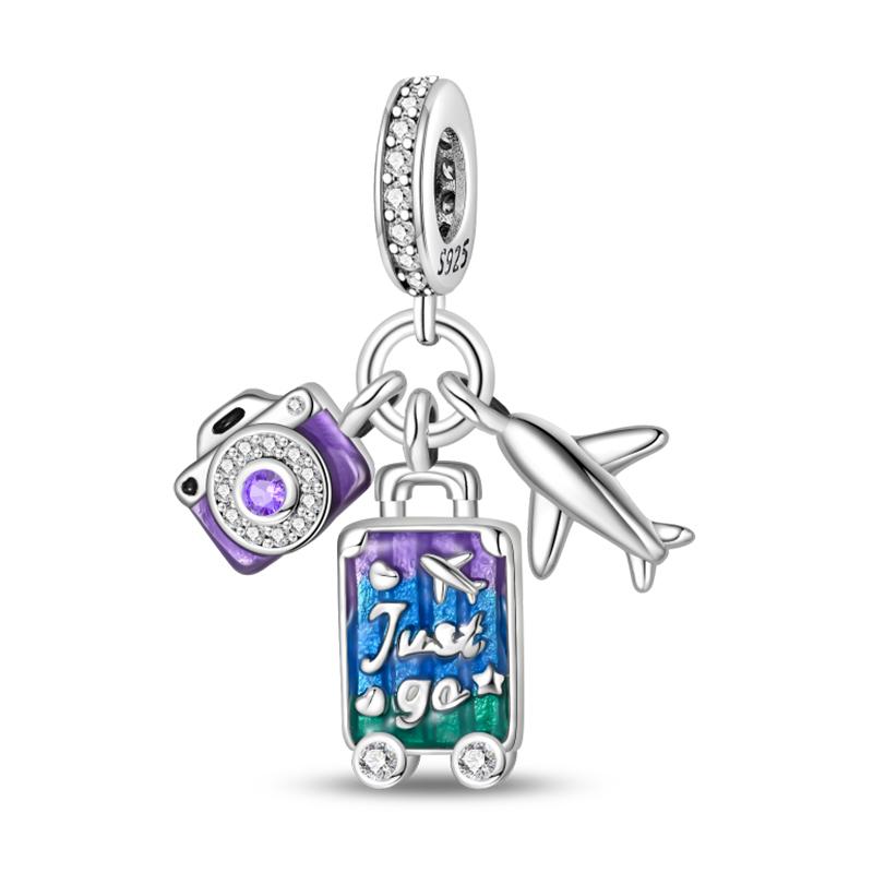 Funny Copper Metal Sail Beach Plane Mojito Sunbathing Holiday Diary Charm Bead Components Bead Components Compatible With Pan Authentic Original
