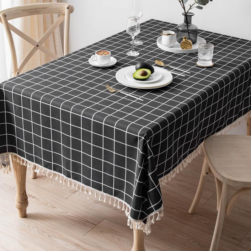 Wasserdichte und ölfeste Tischdecke Heißer Verkauf Leinen Baumwolle Tischdecke Spitze Kante Rechteckige Tischdecke Heim Hochzeitsparty Dekor