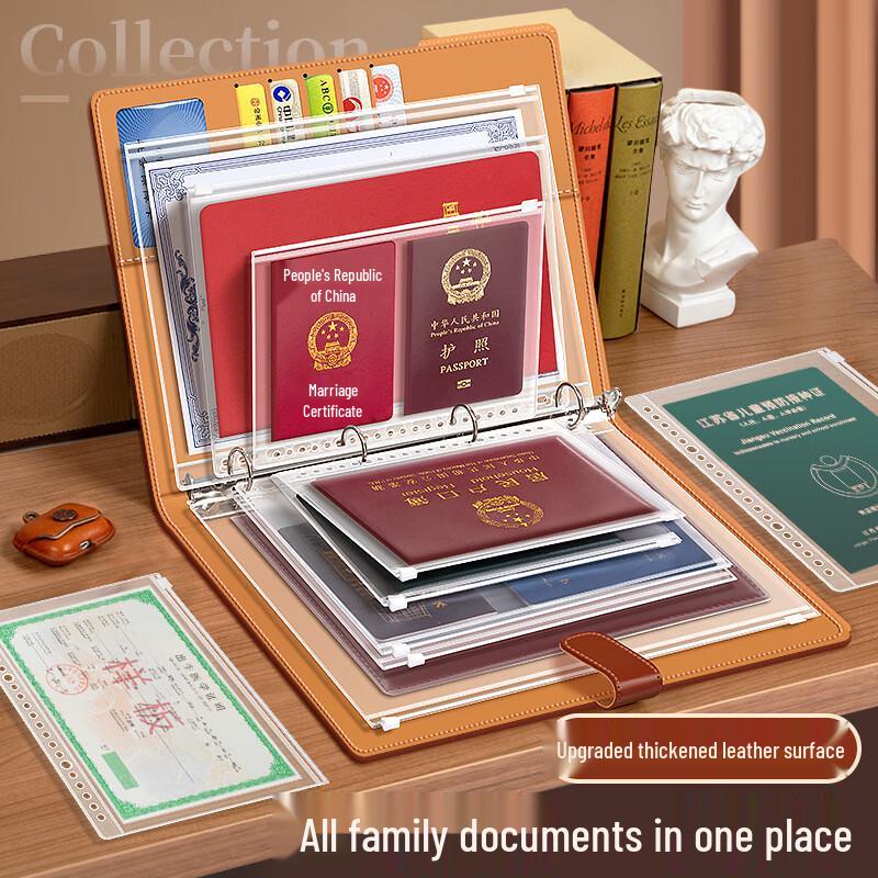 Faux Leather Family Document & Certificate Organizer
