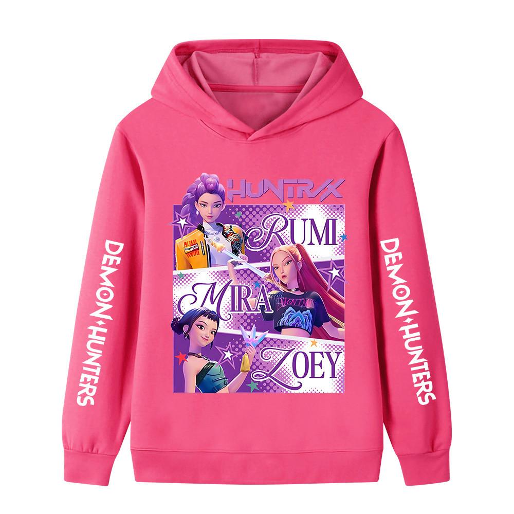 B1199XX Kids Boys Girls Kpop Rumi Zoey Mira Huntrix Print Long Sleeves Hoodie