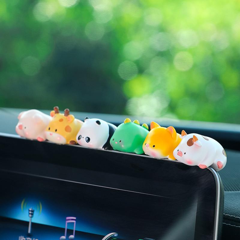Mini Cartoon Animal Resin Decorative Toy Cute Computer Desktop Decoration Car Cute Doll Perfect Birthday Gift Choice Decoration