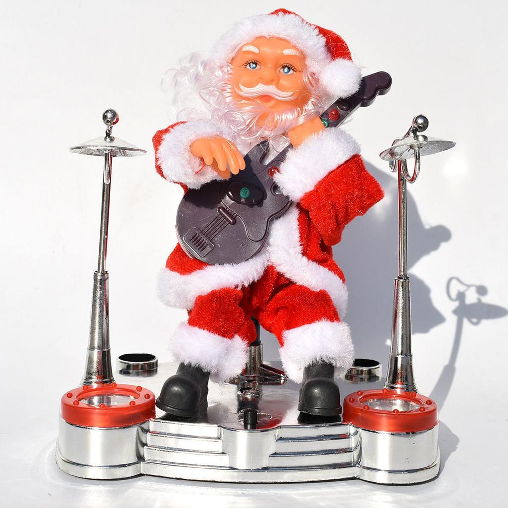 Electric Musical Reindeer Pull Cart Santa Figurine Christmas Decoration Table Decor Toy For Kids Holiday Stocking Stuffer Gift