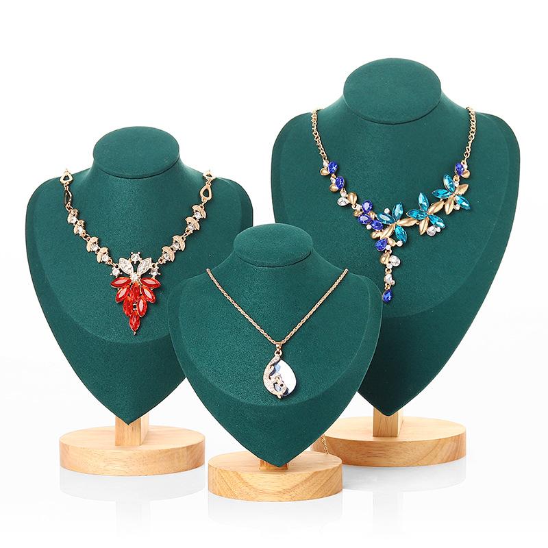 High-end Solid Wood Heart-shaped Necklace Pendant Display Stand Necklace Jewelry Display Window Counter Jewelry Display Props