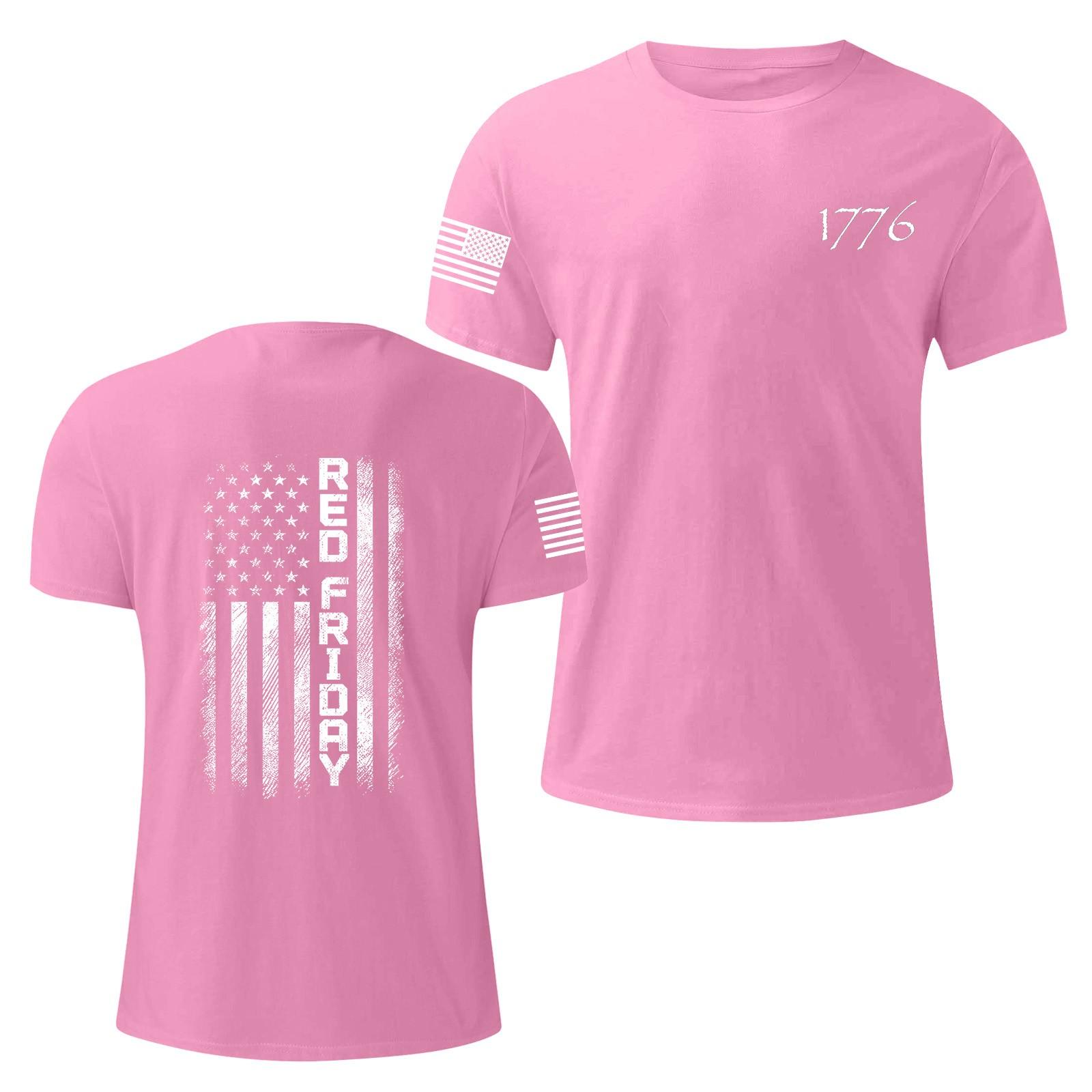 

Чоловіча модна повсякденна футболка з круглим вирізом та коротким рукавом з принтом до Дня Незалежності XL рожевий