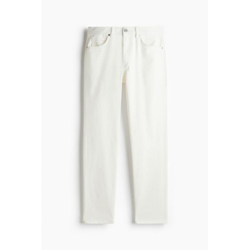 H M sliM Fit Cotton Twill Pants wHite
