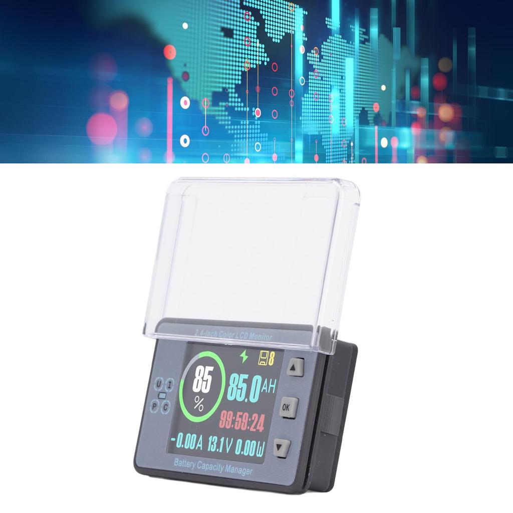 2.4in Smart Battery Monitor High Accuracy LCD Display Voltage Current Capacity Meter 120V 200A