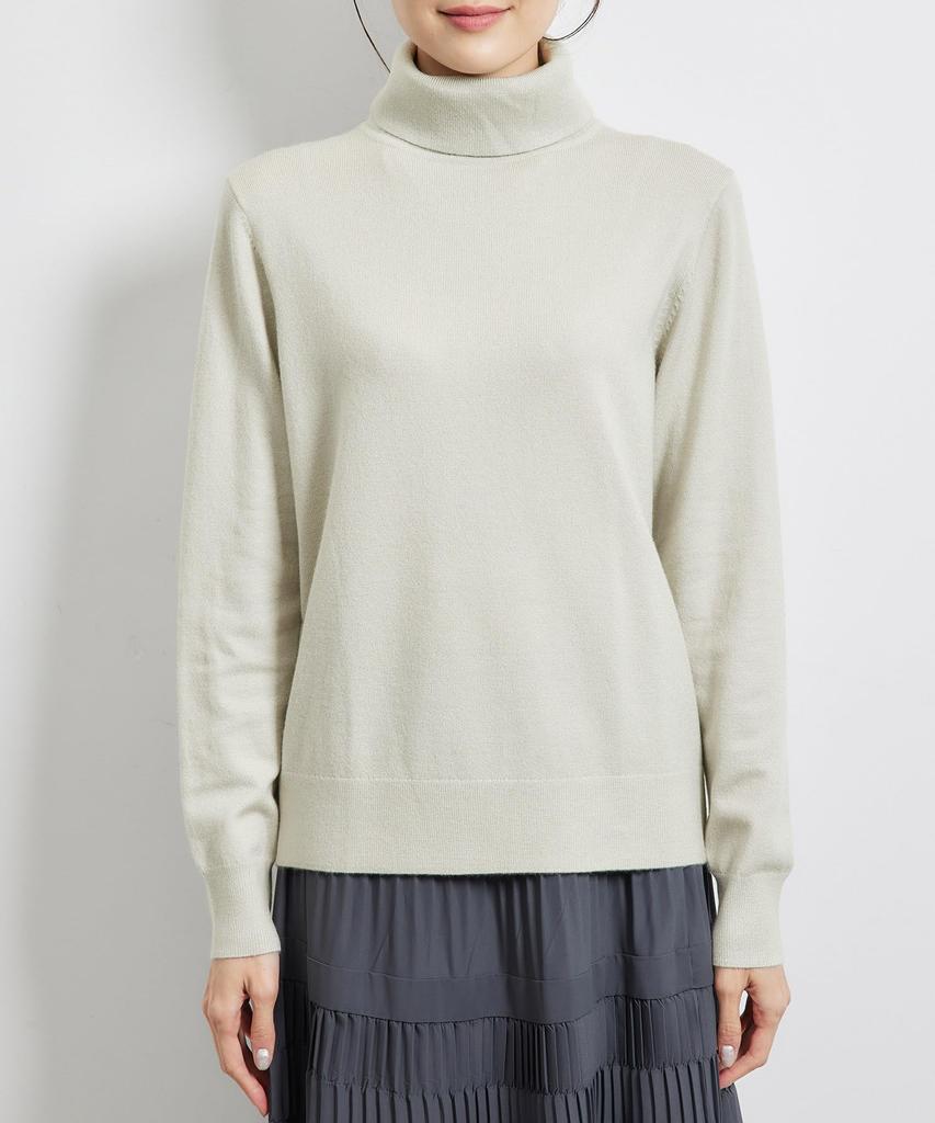 ROPE PICNIC GDM54160 Knit Natural and Women's Pullover, Turtleneck, Anti-Pilling Anti-Static, Off-White (16)