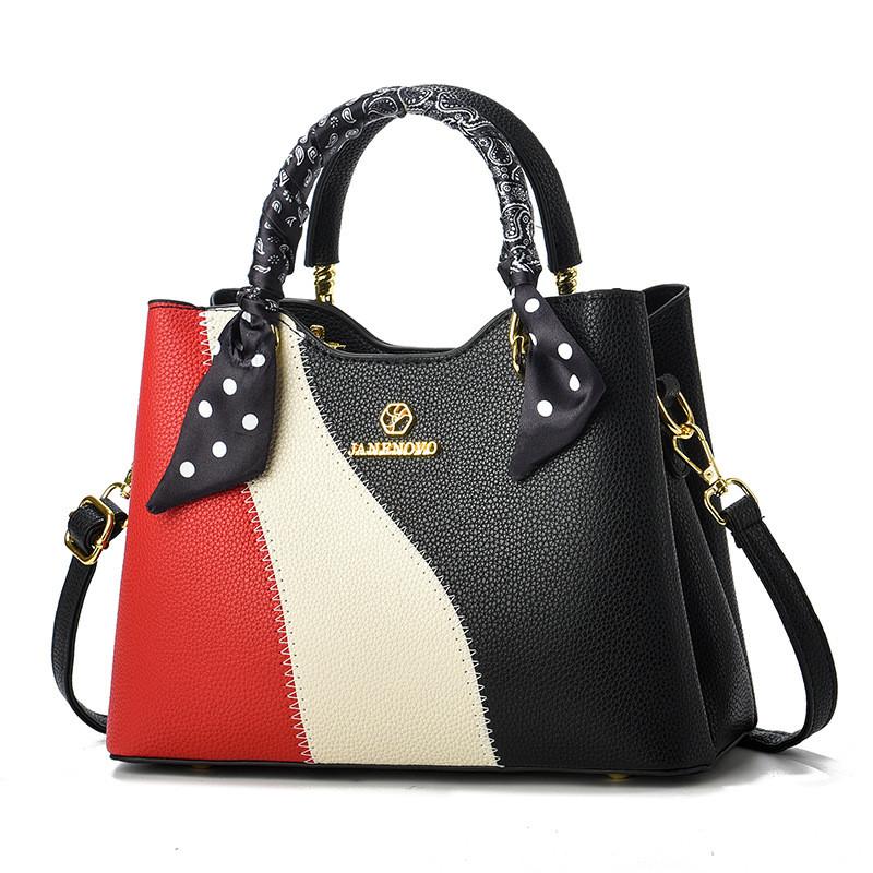 Fashionable Pu Tote Bag With Unique Color Block Design Perfect For Daily Outings Ideal For Moms