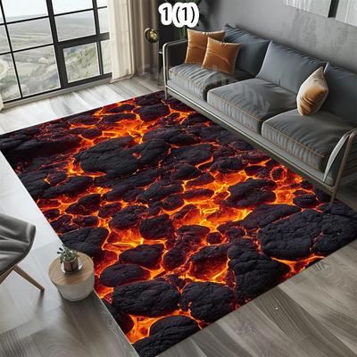 3D Koberec s motivem lávových kamenů Kobercový rohožka Domácí dekorace Obývací pokoj Ložnice Podlahová dekorace Design sopky a magmatu Protiskluzové koberce Dekorace do ložnice