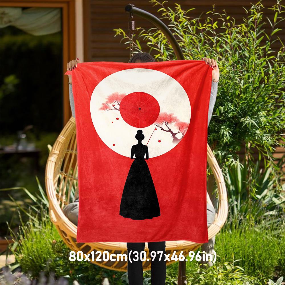 

1pc woman umbrella Outdoor Flannel Blanket Soft Warm All-Season Throw for Sofa Bed Car Camping Office, Cozy Gift Idea1289S 80x120cm(31x47inch)