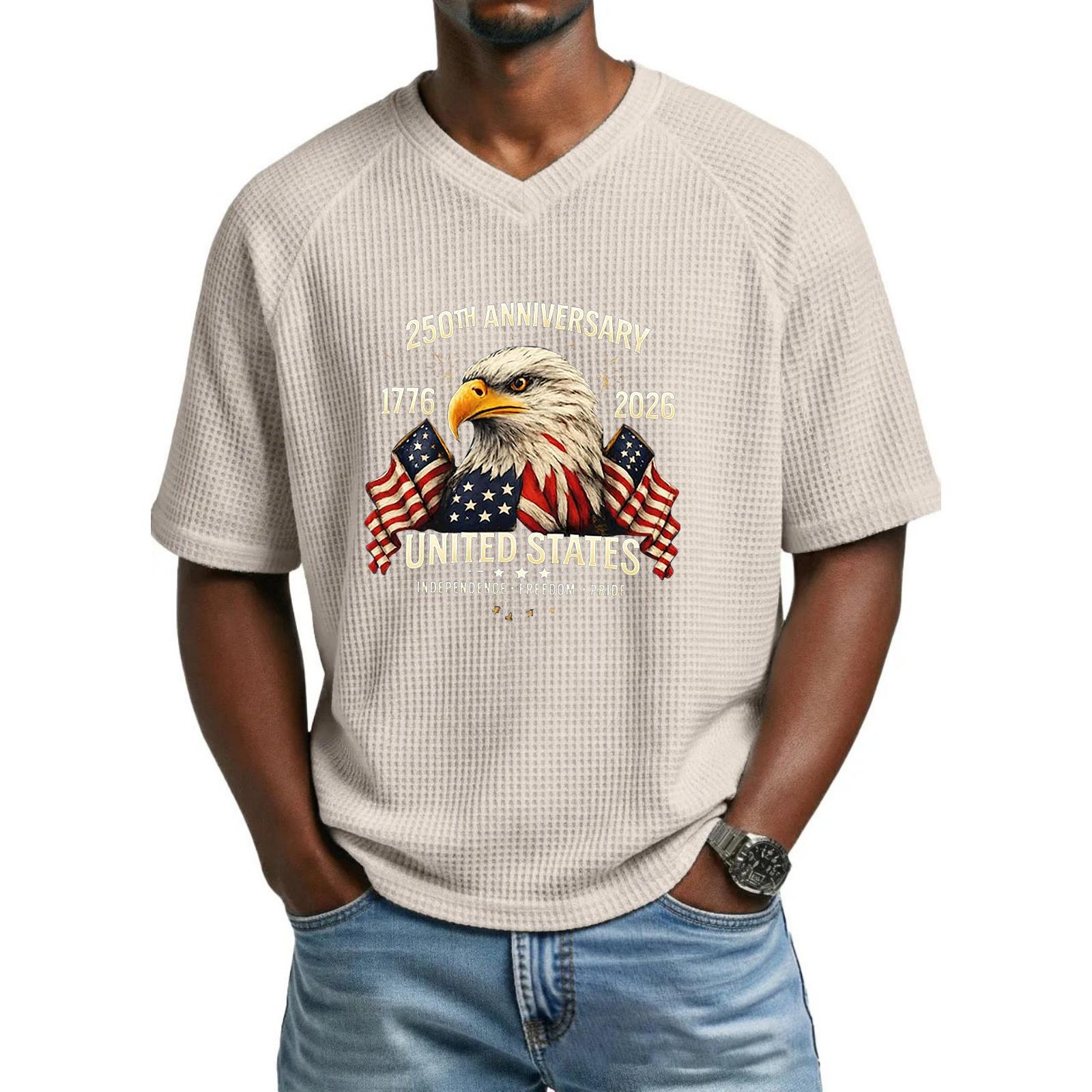 

Men s loose and casual patterned letter print T-shirt short-sleeved top L бежевый