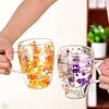 Creative  Flower Pattern Double Wall Glass Cup Clear Heat Resistant High Borosilicate Glass Coffee Mugs  Hot Cold Beer Mug Gift