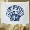 Coastal Scallop Shell Tapestry Blue Watercolor Seashell Wall Art Beachy Nautical Decor for Bedroom Dorm 71x110 Inches