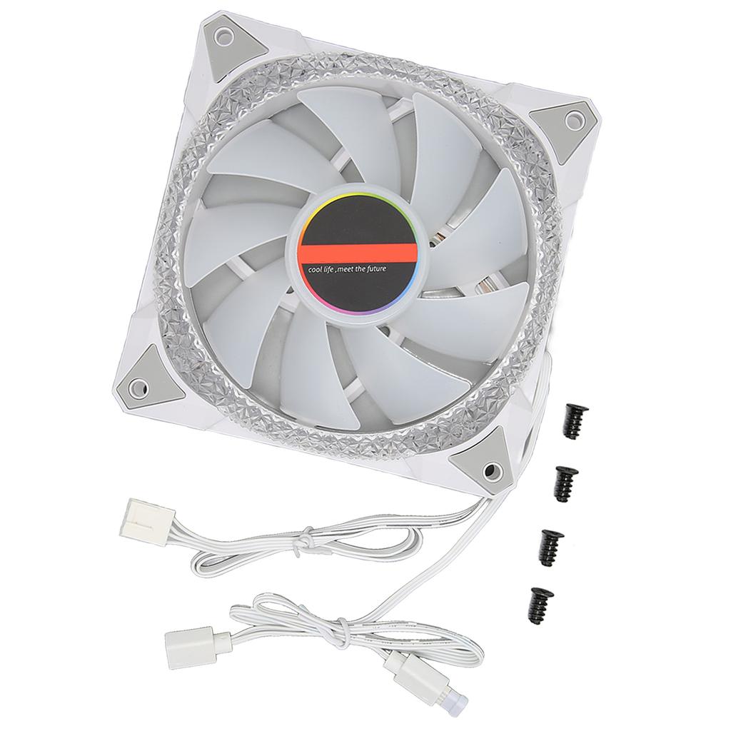 RGB Gehäuselüfter 12cm Doppelte Öffnung Leise und Geräuscharm 9 Flügel 4pin 3pin Kühlung Computerlüfter für Büro Zuhause