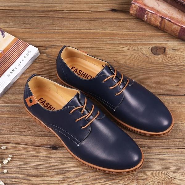 Premium Fashion Casual Pu Leather Men Business Shoes In Brown Black Blue Sizes 6-13