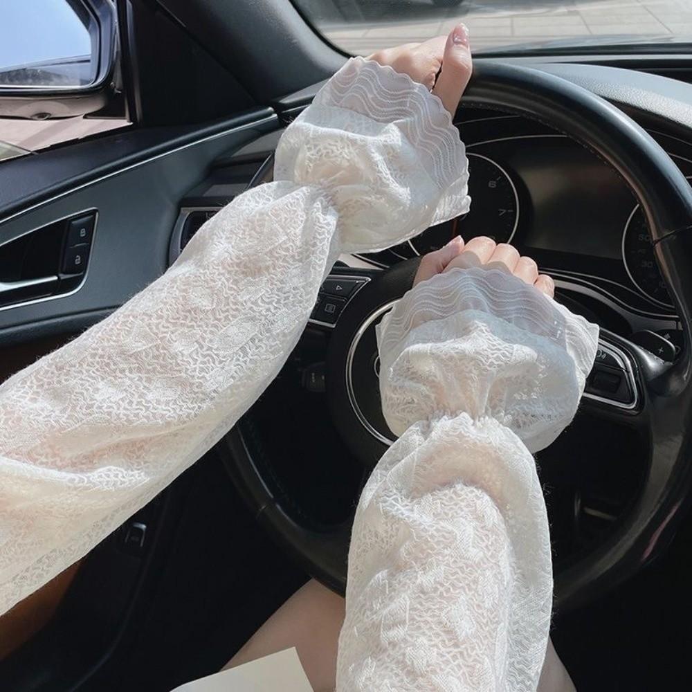 Long Driving Gloves Breathable Floral Lace Gloves Summer Outdoor Sun Sleeves