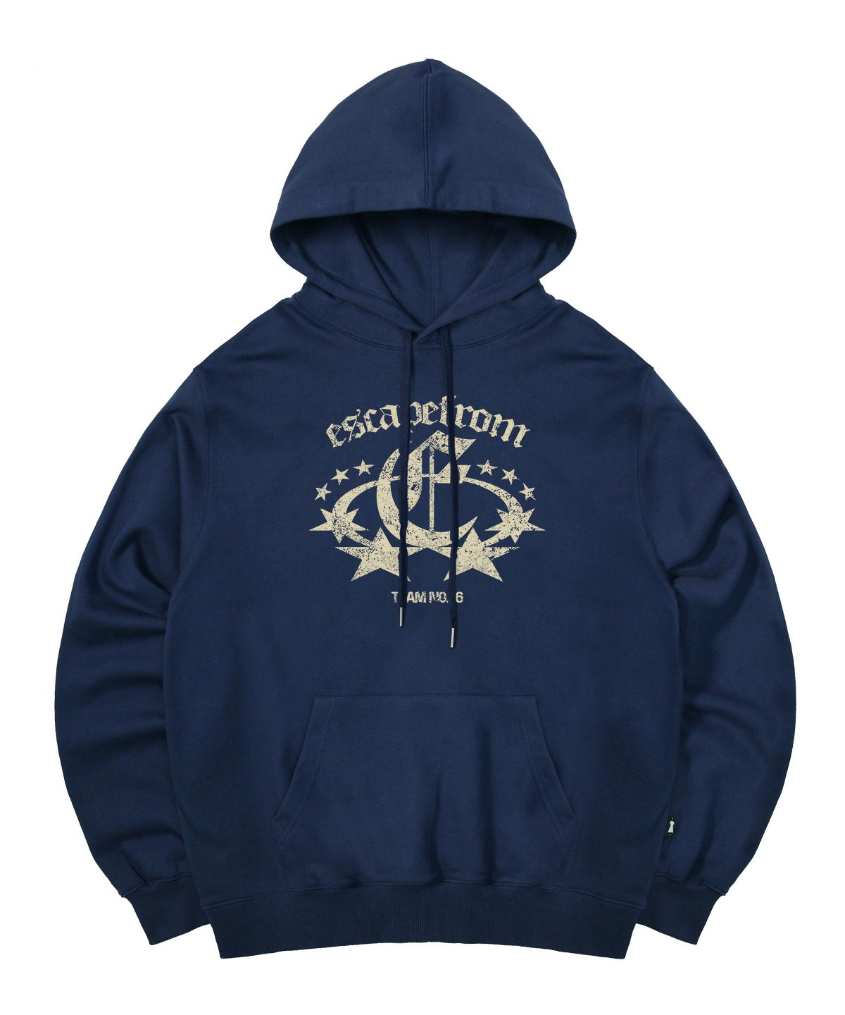 Escape From Team Number 06 Print Hoodie Deep Blue L