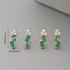 925 Sterling Silver Trendy Minimalist Geometric Green Zircon Design Stud Earrings For Women Vacation Daily Fine Jewelry