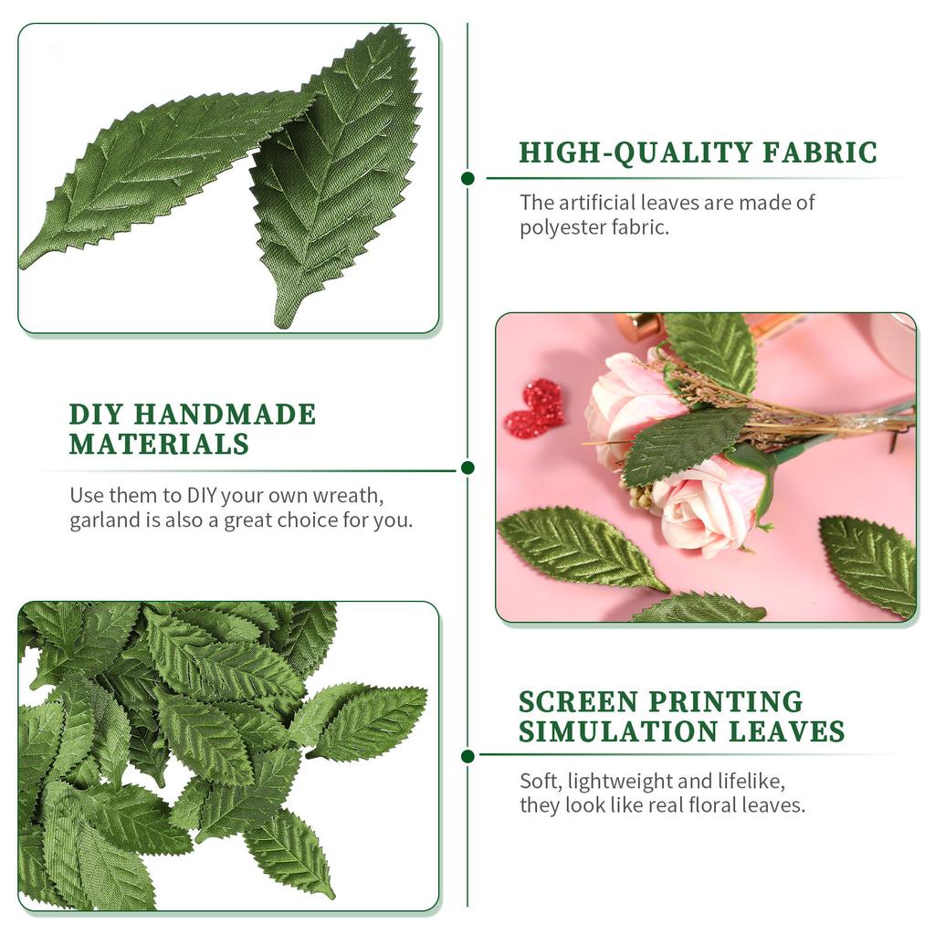 100Pcs Fake Fabric Leaves Artificial Green Lightweight Soft for DIY Garland Wedding Party Scrapbook Craft Decoration
