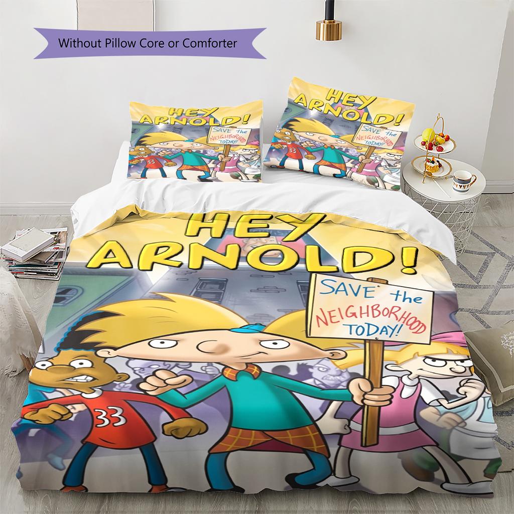 Hey Arnold Pattern Bedding Home Decoration Birthday Gift (1 * duvet cover + 2 * pillowcase, without core)