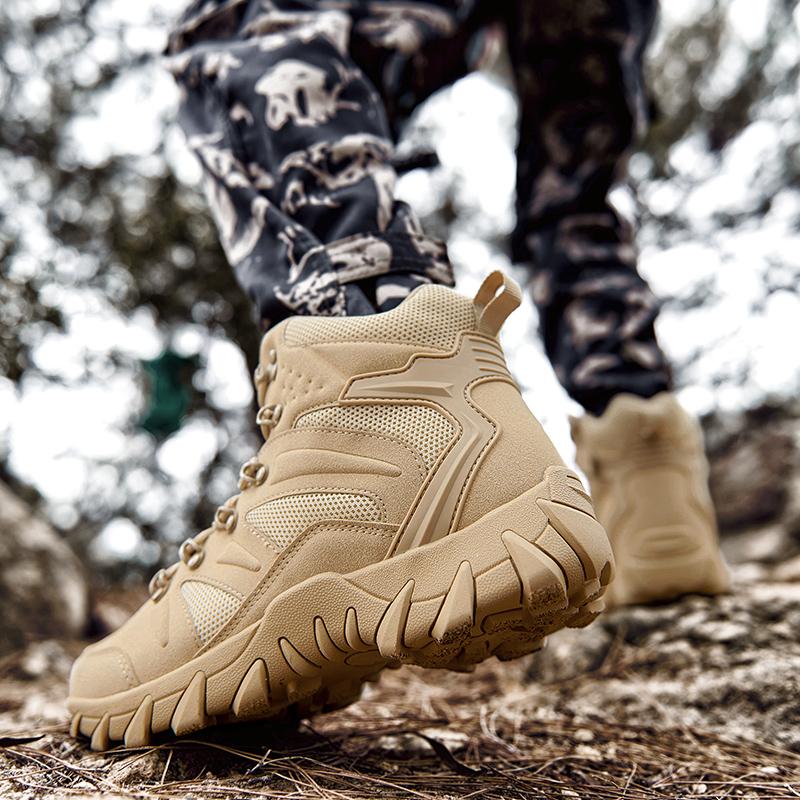 Fashion Outdoor Leather Hiking Shoes Fashion Men's Motorcycle Boots Male Comfortable High Top Walking Shoe All-match Male Basic Boots