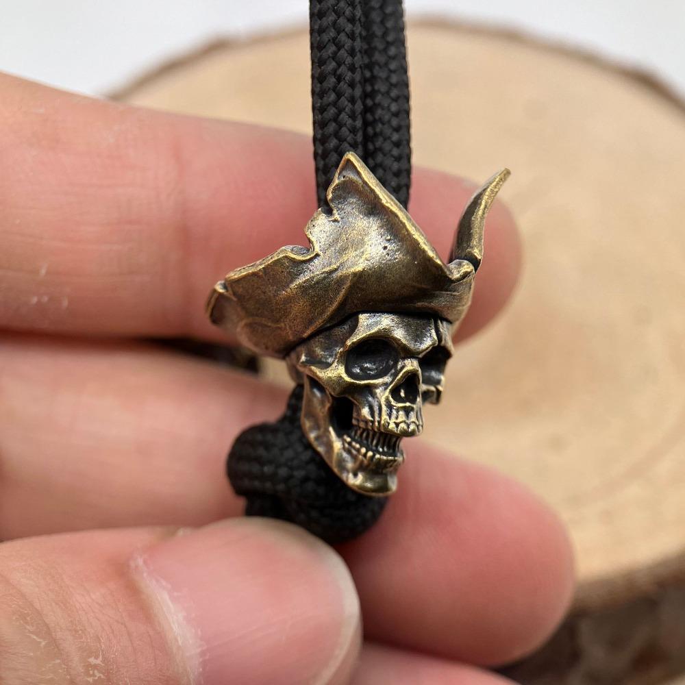 Skeleton Captain The Cowboy Hat Brass Knife Bead EDC Outdoor DIY Accessories Woven Lanyard Pendant Jewelry Punk Bracelet Charms