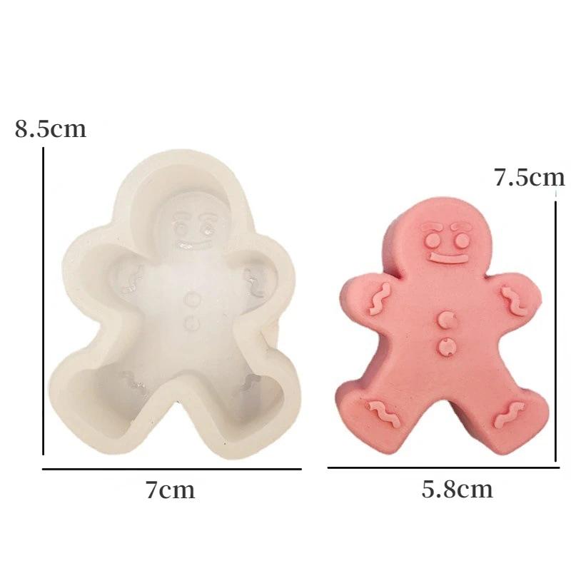 3D Smile Gingerbread Man Silicone Candle Mold DIY Christmas Gift Making Tools Handmade Soap Gypsum Resin Crafts Molds Home Decor