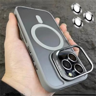 Für iPhone 16 Pro Max Luxus Magsafe Magnetic Matte Telefonhülle für iPhone 11 12 13 14 15 Plus Objektivhalter Ständer Schutzhülle