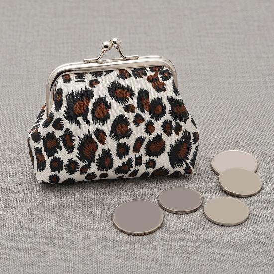 Leopard Print Coin Purse Fabric Change Purse Retro Kiss Lock Coin Pouch for Cash