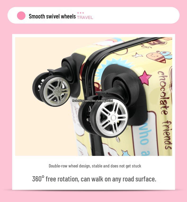 20-Inch Kids' Cartoon Trolley Case: Universal Wheels, Password Lock, Cute Carry-On for Boys and Girls