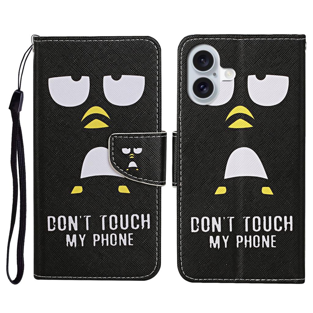 For iPhone 16 Case Pattern Printing Protective Leather Folio Phone Cover