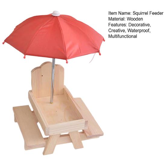 Baizihuahu Squirrel Feeder with Umbrella, Feeders for Outside, Picnic Table Feeder, Chipmunk Hold Corn, Corn Cob, Peanut Garden Yard Patio Tree Decor
