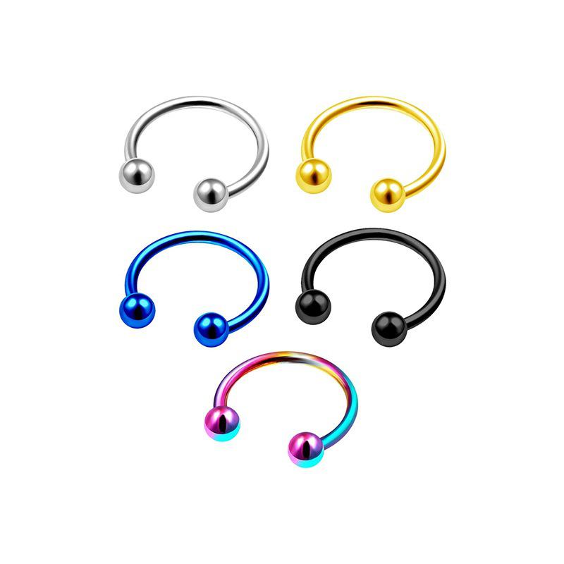 Stainless Steel C-Shaped Horseshoe Nose Ring and Stud Earrings for Body Piercing