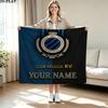 1PC Club Brugge KV Custom Name Patterned Flannel Blanket Suitable For All Seasons for Home Decor Warmth and Comfort Gifts Holiday Present