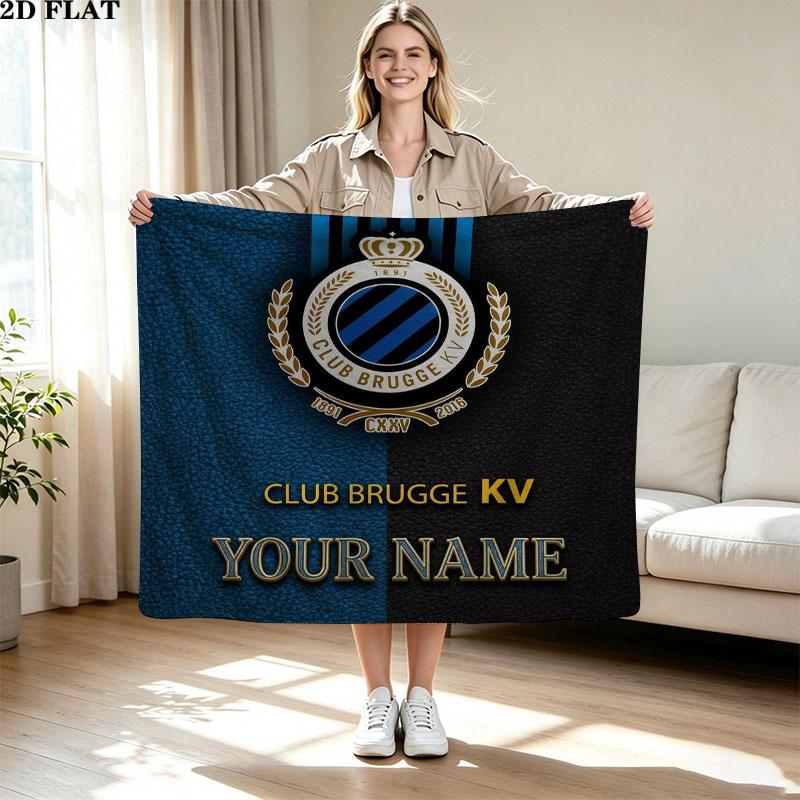 1PC Club Brugge KV Custom Name Patterned Flannel Blanket Suitable For All Seasons for Home Decor Warmth and Comfort Gifts Holiday Present