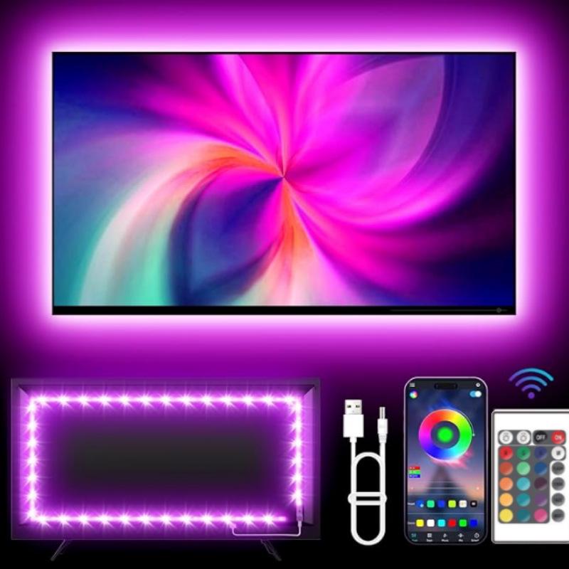 RGB LED Strip Lights, 5V 5050, Mini TV Backlight, Non-Waterproof, 24-Key Remote Control