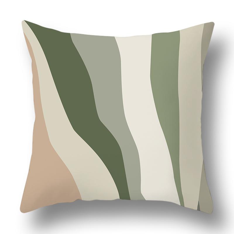 Nordic Abstract Green Geometric Pillowcase Flower Print Home Petal Velvet Pillow Cushion Cover