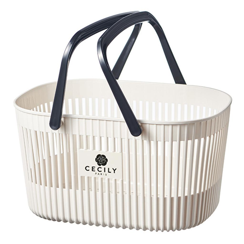Plastic Organizer Basket with Handles Drainage Toiletry Bin Stackable Storage Basket for Storing Bathroom Body Wash