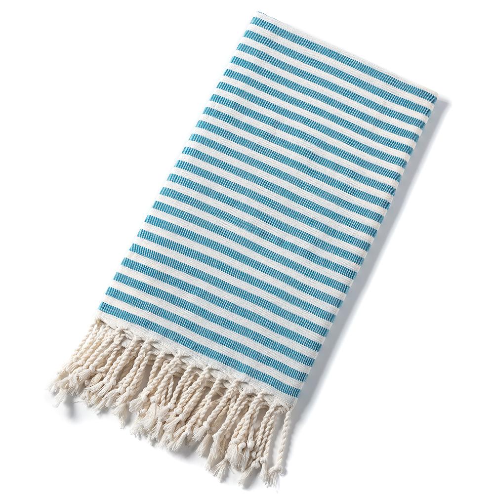 Customized 100% Cotton Hamam Beach Towel Striped Turkish Tassel Printed Adult Sports Logo Bath Swim Travel Quick-Dry All-Season