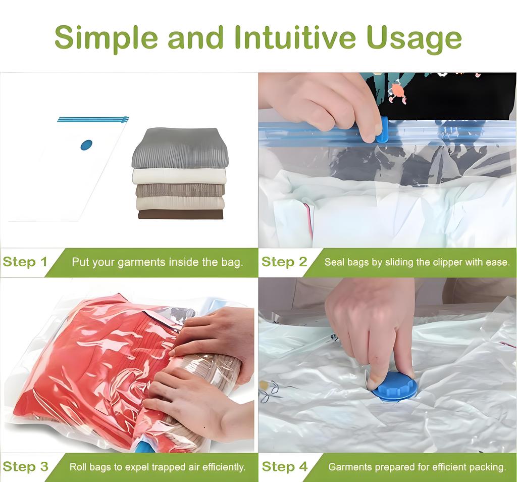 Vacuum Storage Bags, Vacuum Sealing Bags Clothes Organizer, Compression Pack Bag Fit Clothing Bedding - Travel Vacuum Bags