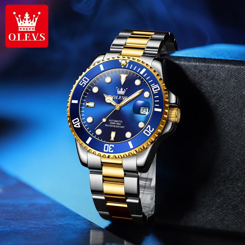 Oliss Green Water Ghost Automatische Leuchtende Wasserdichte Herrenuhr