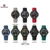 NAVIFORCE Original Men Dual Time Watch Quartz Movement LCD Digital Silicone Strap Waterproof Calendar Date Night Pattern Men Watch NF7130